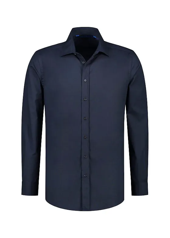L&S LEM3925 Long-Sleeve Shirt, Stretch Poly-Cotton Mix Poplin