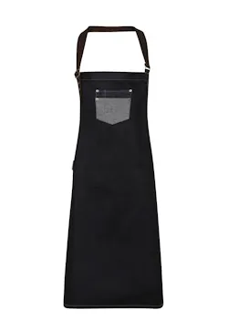 Premier Division Waxed Look Denim Bib Apron With Faux Leather miniatuur