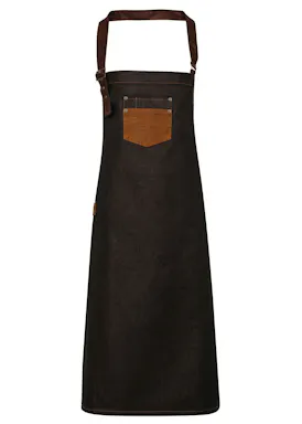 Premier Division Waxed Look Denim Bib Apron With Faux Leather