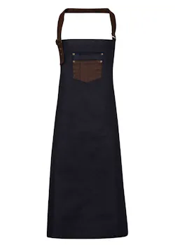 Premier Division Waxed Look Denim Bib Apron With Faux Leather miniatuur