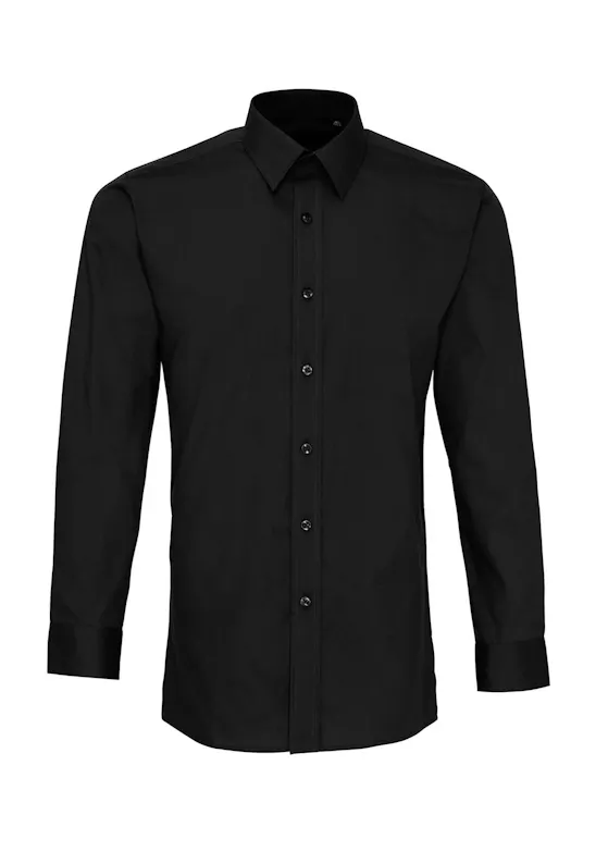 Premier Men's Long-Sleeved Fitted Poplin Shirt