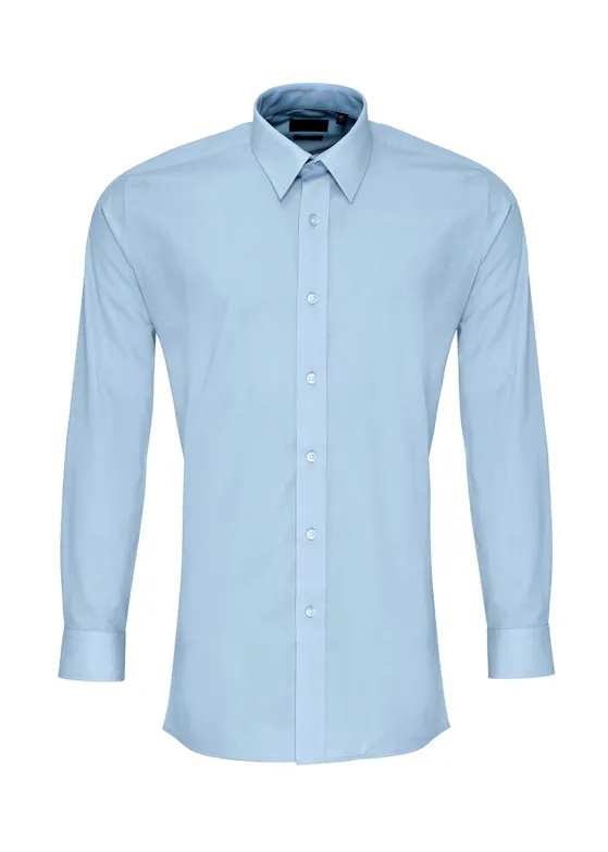Premier Men's Long-Sleeved Fitted Poplin Shirt