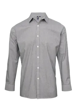 Premier Microcheck (Gingham) PW220 Cotton Shirt Long Sleeve Regular Fit miniatuur