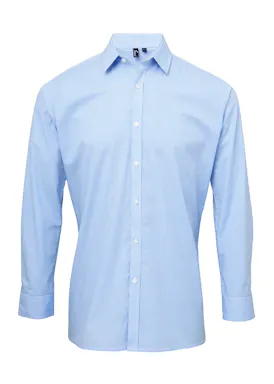 Premier Men's Microcheck (Gingham) Long-Sleeve Cotton Shirt