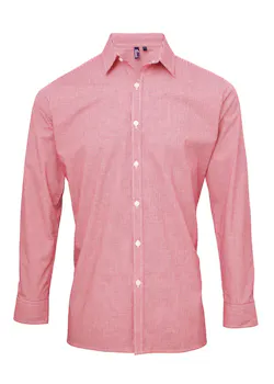Premier Microcheck (Gingham) PW220 Cotton Shirt Long Sleeve Regular Fit miniatuur