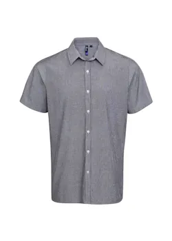 Premier Microcheck (Gingham) PW221 Cotton Shirt Short Sleeve Regular Fit miniatuur