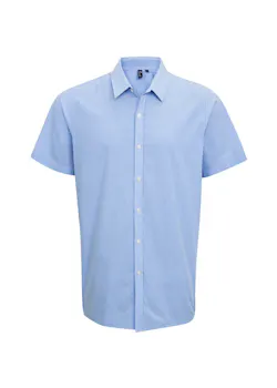 Premier Microcheck (Gingham) PW221 Cotton Shirt Short Sleeve Regular Fit