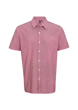 Premier Microcheck (Gingham) PW221 Cotton Shirt Short Sleeve Regular Fit miniatuur