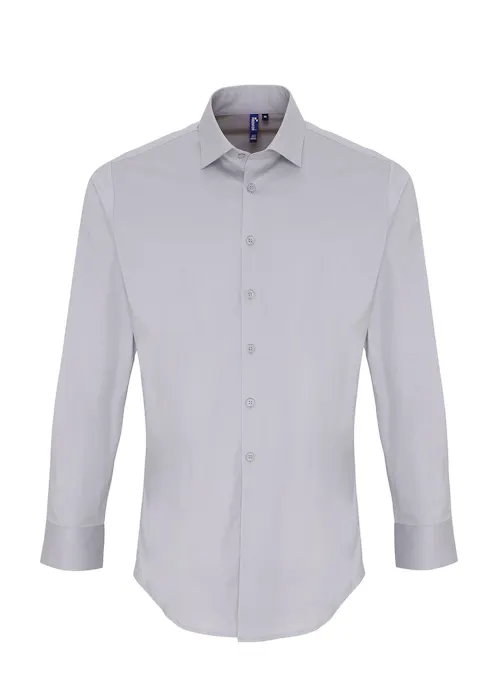 Premier PW244 Poplin Cotton Shirt Fit Long Sleeve Stretch