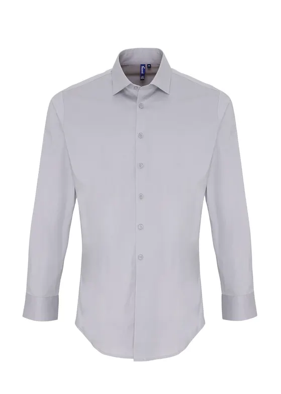 Premier Men's Stretch-Fit Poplin Long-Sleeve Cotton Shirt