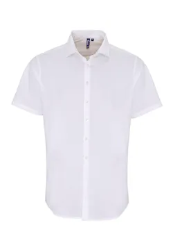 Premier PW246 Poplin Cotton Shirt Short Sleeve Stretch miniatuur