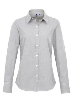 Premier Microcheck (Gingham) PW320 Cotton Shirt Long Sleeve Regular Fit Dames