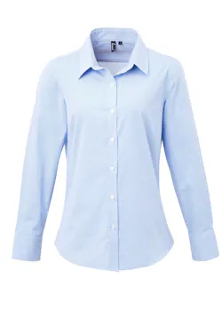 Premier Microcheck (Gingham) PW320 Cotton Shirt Long Sleeve Regular Fit Dames miniatuur