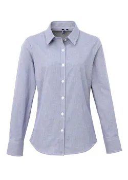 Premier Microcheck (Gingham) PW320 Cotton Shirt Long Sleeve Regular Fit Dames miniatuur