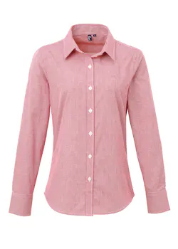 Premier Microcheck (Gingham) PW320 Cotton Shirt Long Sleeve Regular Fit Dames miniatuur