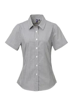 Premier Microcheck (Gingham) PW321 Cotton Shirt Short Sleeve Regular Fit Dames