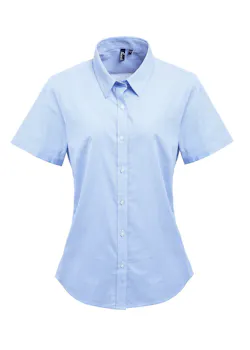 Premier Microcheck (Gingham) PW321 Cotton Shirt Short Sleeve Regular Fit Dames miniatuur