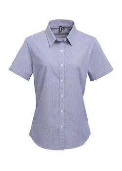 Premier Microcheck (Gingham) PW321 Cotton Shirt Short Sleeve Regular Fit Dames miniatuur