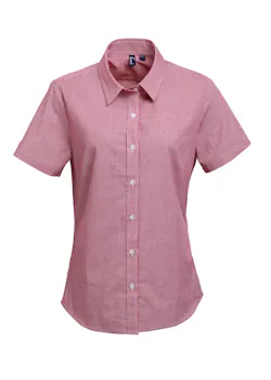 Premier Microcheck (Gingham) PW321 Cotton Shirt Short Sleeve Regular Fit Dames miniatuur