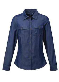 Premier PW322 Jeans Denim Shirt Stitch Regular Fit Dames miniatuur