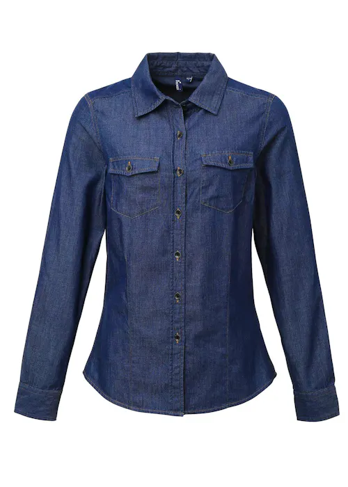 Premier PW322 Jeans Denim Shirt Stitch Regular Fit Dames