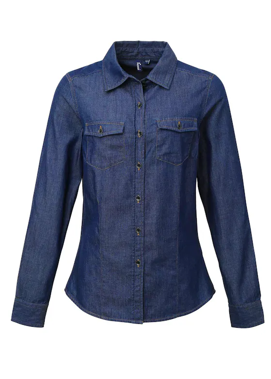 Premier Women's Jeans-Stitch Denim Shirt