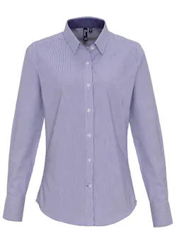 Premier PW338 Oxford Stripes Shirt Cotton Rich Regular Fit Dames miniatuur