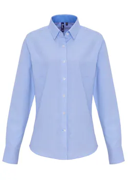 Premier PW338 Oxford Stripes Shirt Cotton Rich Regular Fit Dames miniatuur