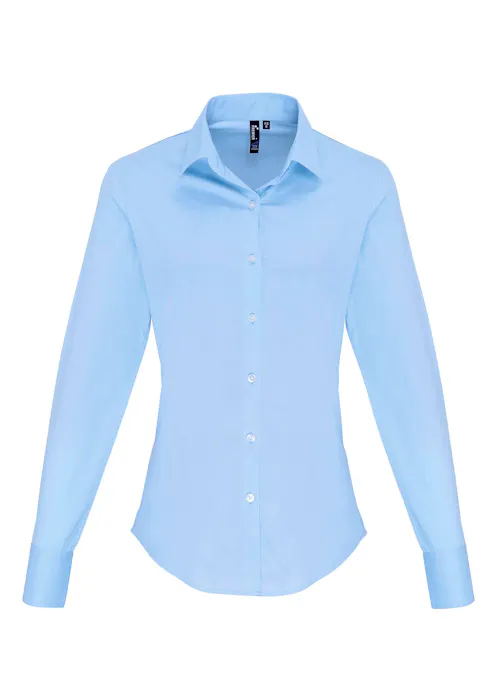 Premier PW344 Poplin Cotton Shirt Long Sleeve Stretch Dames