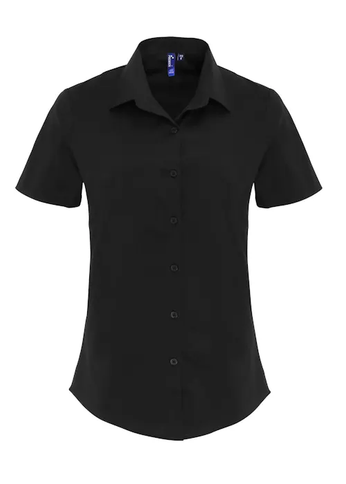 Premier PW346 Poplin Cotton Shirt Short Sleeve Stretch Dames