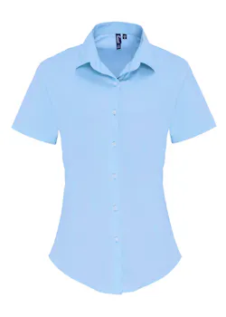 Premier PW346 Poplin Cotton Shirt Short Sleeve Stretch Dames miniatuur