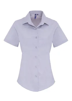 Premier PW346 Poplin Cotton Shirt Short Sleeve Stretch Dames miniatuur