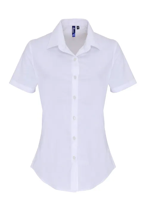 Premier PW346 Poplin Cotton Shirt Short Sleeve Stretch Dames