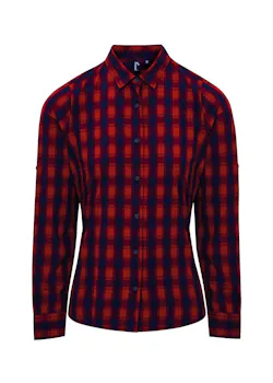 Premier PW350 Mulligan Check Shirt Cotton Long Sleeve Regular Fit Dames