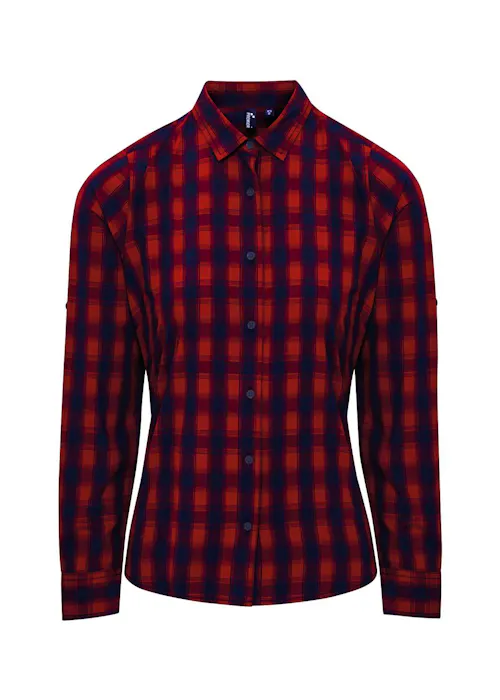 Premier PW350 Mulligan Check Shirt Cotton Long Sleeve Regular Fit Dames