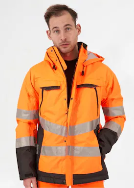 Projob Gefütterte Warnschutz-Regenjacke, EN ISO 20471, Klasse 3, 6441