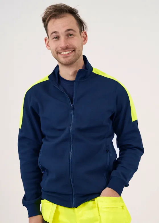 Projob 2123 Sweatshirt mit langem Reißverschluss und Fluo-Einsätzen, Regular Fit