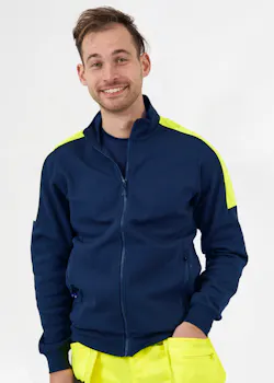 Projob 2123 Sweater Lange Rits Fluo Inzetstukken Regular Fit