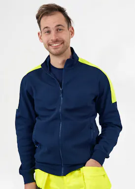 Projob 2123 Sweatshirt mit langem Reißverschluss und Fluo-Einsätzen, Regular Fit