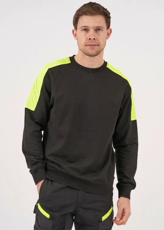 Projob 642125 Sweatshirt Rundhals mit fluoreszierenden Einsätzen, Regular Fit