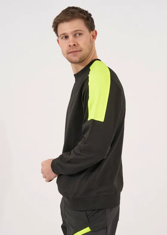 Projob 642125 Sweatshirt Rundhals mit fluoreszierenden Einsätzen, Regular Fit