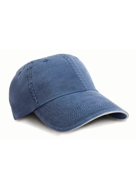 Result Washed Fine Line Cotton Cap With Sandwich Peak