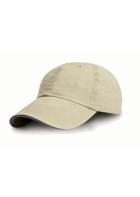 Result Washed Fine Line Cotton Cap With Sandwich Peak