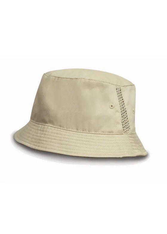 Result Deluxe Washed Cotton Bucket Hat With Side Mesh Panels