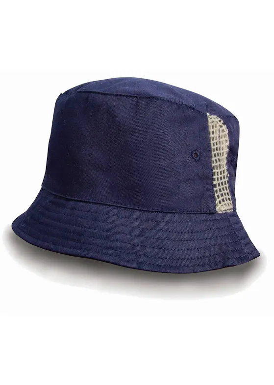 Result Deluxe Washed Cotton Bucket Hat With Side Mesh Panels