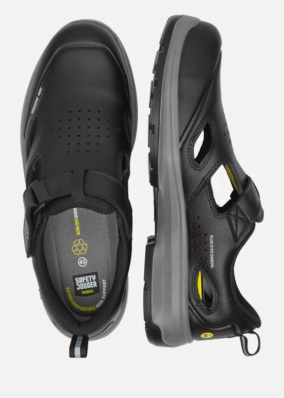 Safety Jogger Flux S1PS Werkschoen Sandaal Zwart