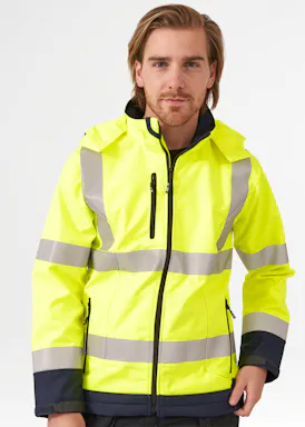 Sioen Gelamineerde Signalisatie Softshell Jas met Afneembare Kap Fuller 9933A2TU1