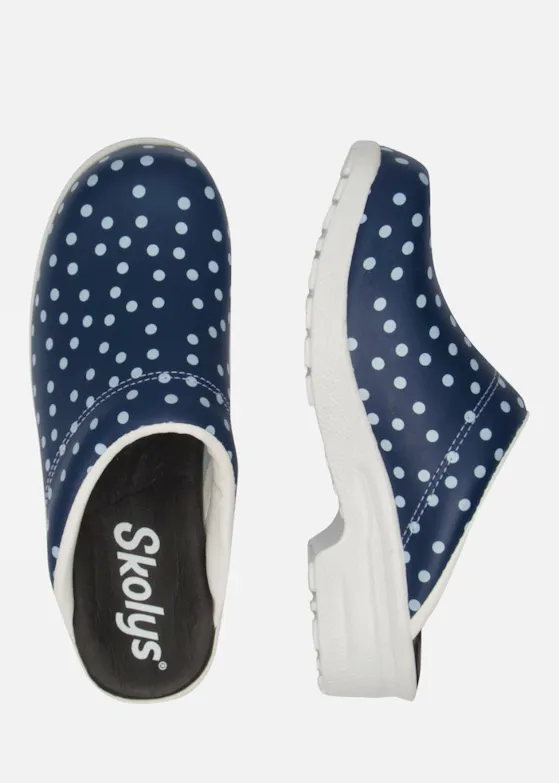 Skolys F-720.10 Clogs blau/weiß mit Punkten