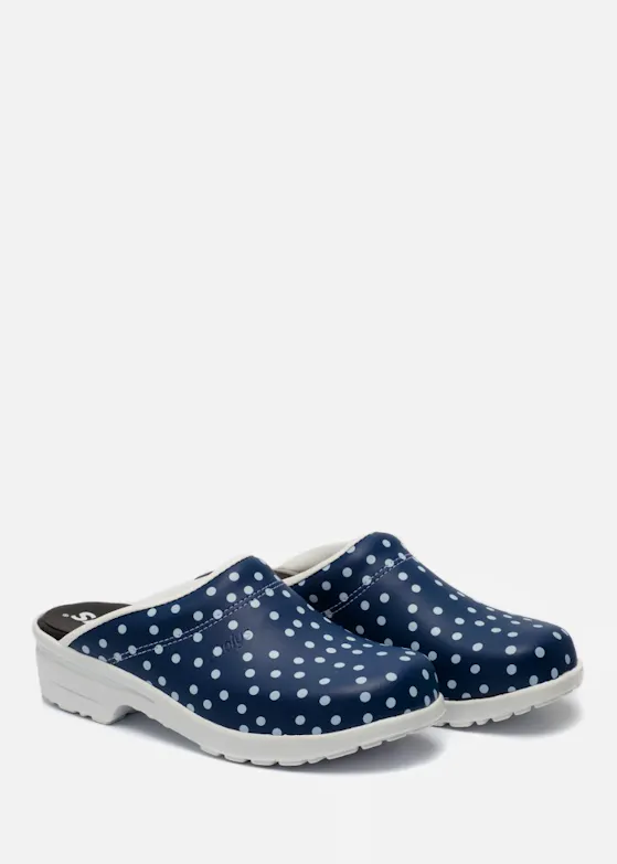Skolys F-720.10 Clogs blau/weiß mit Punkten