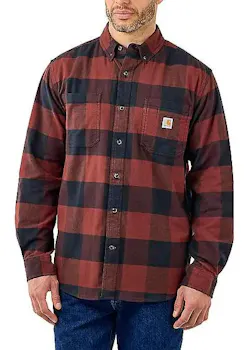 Carhartt 105432 M Plaid Shirt Flannel Long-Sleeve Rugged Flex Relaxed Fit Stretch miniatuur